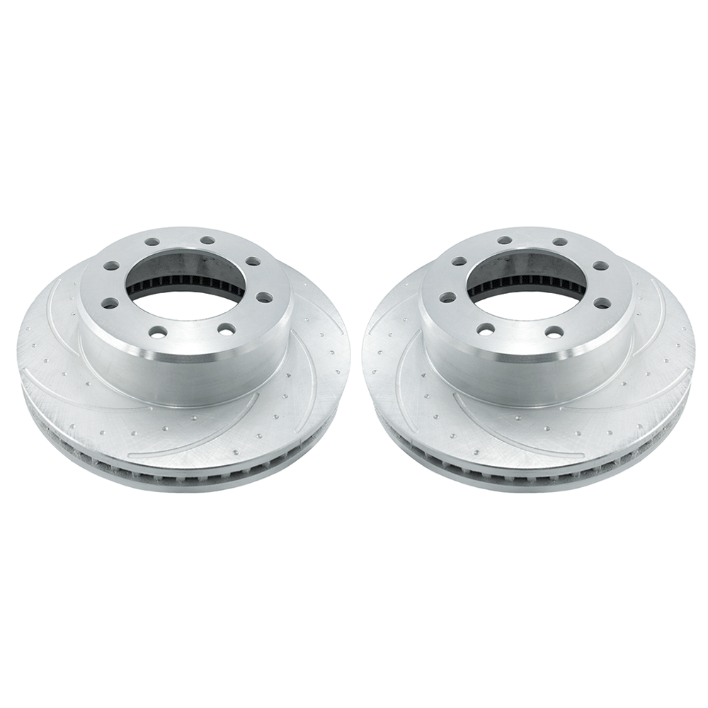 New Front Rotors (Pair) Dimple Drilled, Slotted and Zinc Plated