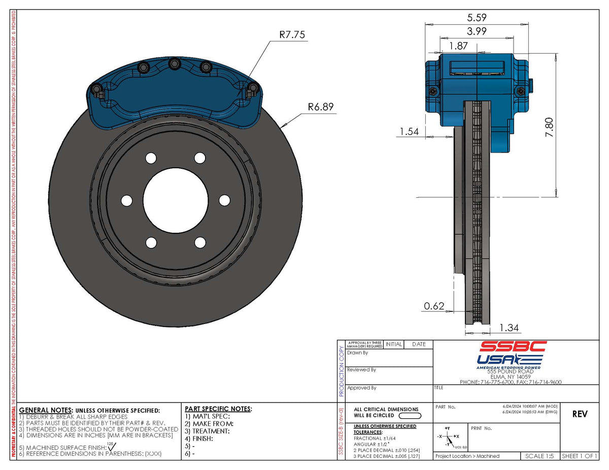 Ford F-150 B6-Brawler LT front disc brake kit with red rotors by SSBC-USA, includes front disc brake components for improved stopping power.