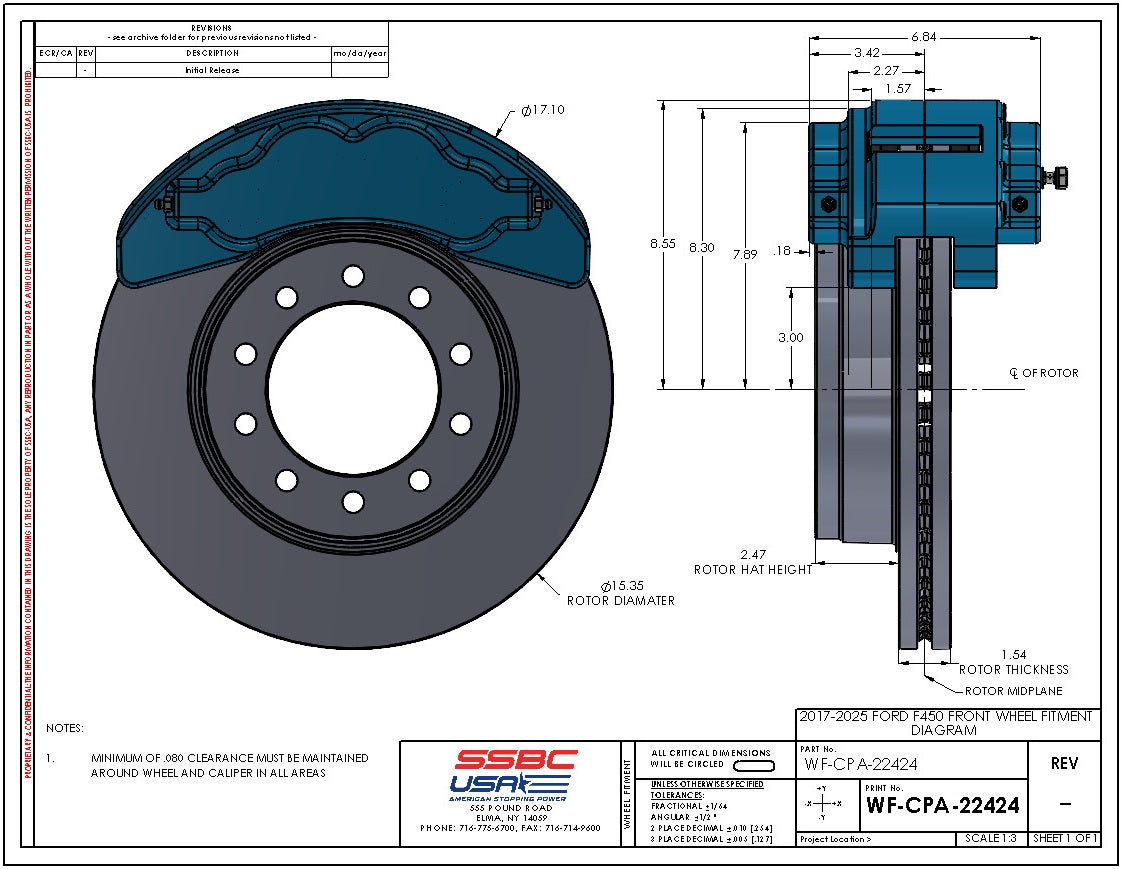 Front disc brake kit for Ford F-450/F-550 by SSBC-USA, black B8-Beast model with DS rotors, shown installed on vehicle.
