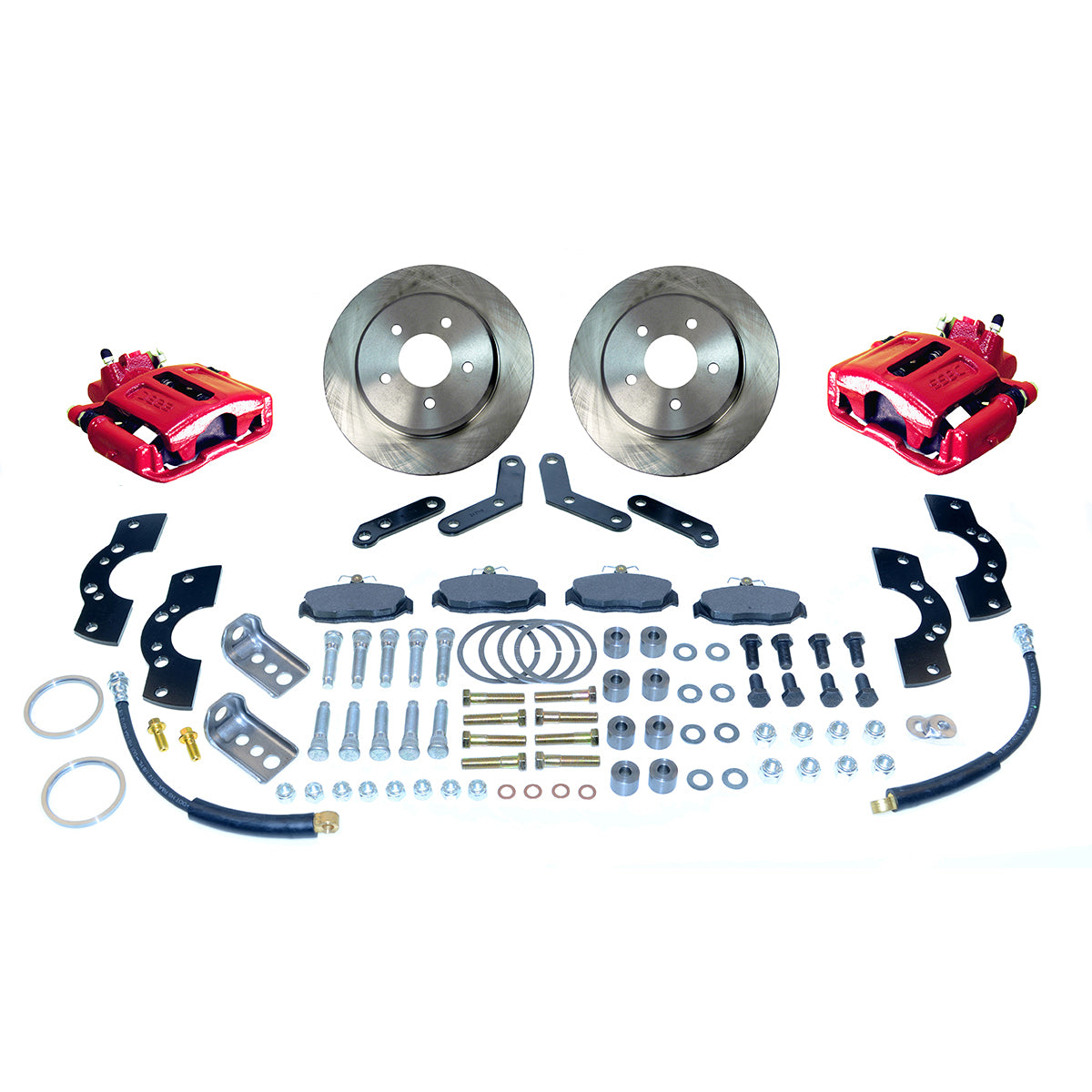 New Direct Fit Rear Drum to Disc Brake Conversion Kit W/Rotors. Red ...